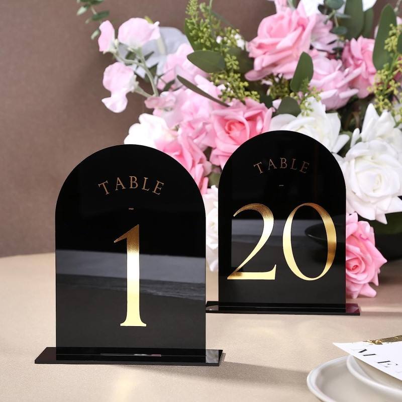 Table Number Gold - Números de mesa acrílicos arqueados, centros